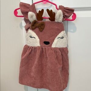 Adorable Pink Corduroy Deer Dress